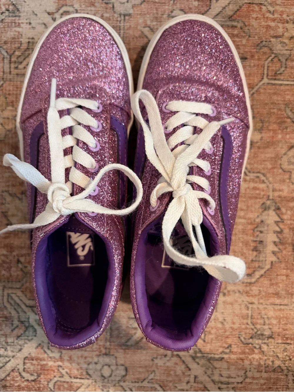 Vans Girls Purple Glitter Lace-Up Sneakers
